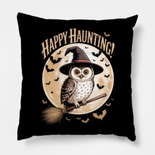 Halloween Chicken Halloween Fall Junk Journal himsical owl dressed as a witch Pillow