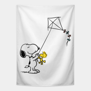 Snoopy and Woodstock Flying a Kite Tapestry