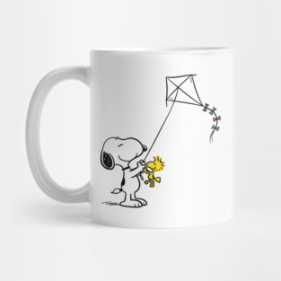 Snoopy and Woodstock Flying a Kite Mug