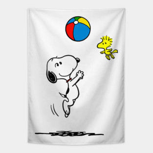Snoopy and Woodstock Ball Fun Tapestry