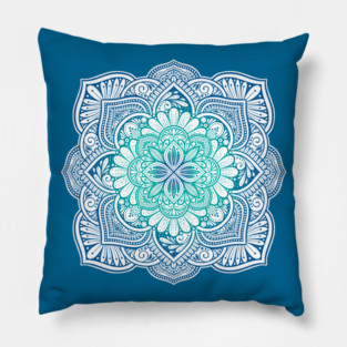 Splashing Waves Mandala Pillow