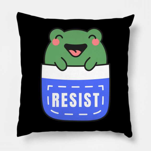 Resist-Frog Pillow by Creatifly Graphic Tees
