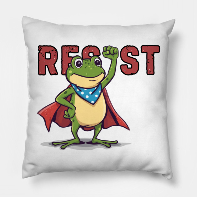 Resist-Frog Pillow by Creatifly Graphic Tees