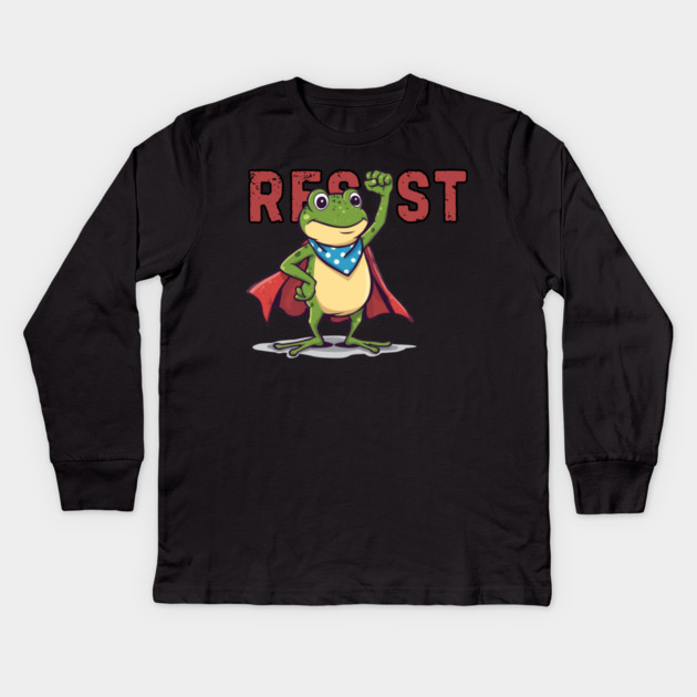 Resist-Frog Kids Long Sleeve T-Shirt by Creatifly Graphic Tees