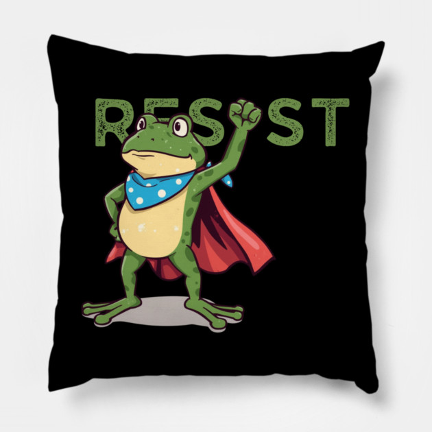 Resist-Frog Pillow by Creatifly Graphic Tees