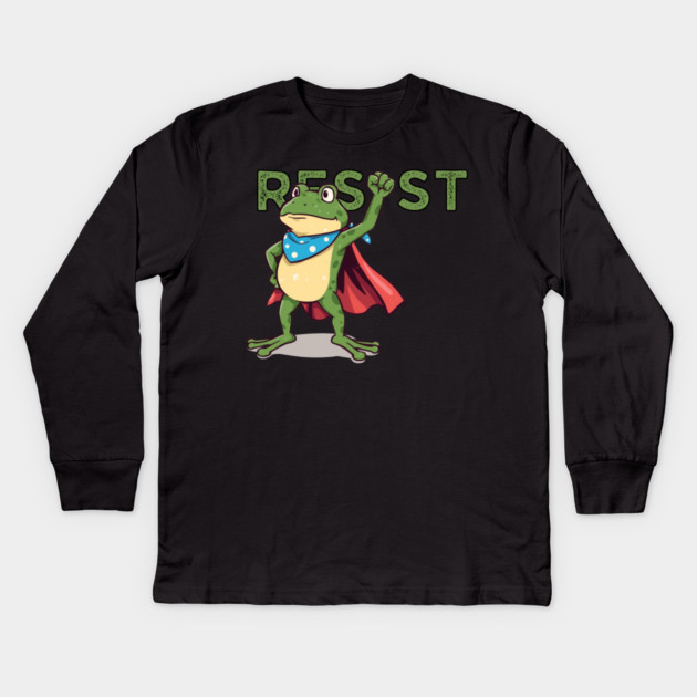 Resist-Frog Kids Long Sleeve T-Shirt by Creatifly Graphic Tees
