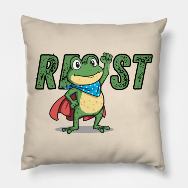 Resist-Frog Pillow by Creatifly Graphic Tees