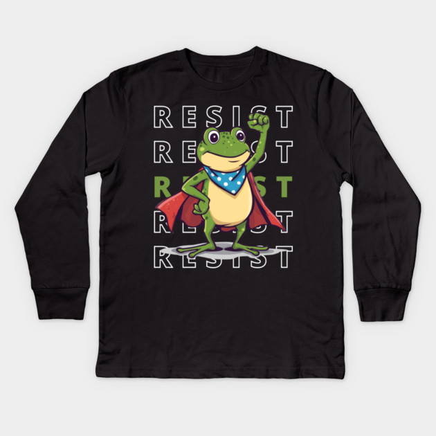 Resist-Frog Kids Long Sleeve T-Shirt by Creatifly Graphic Tees