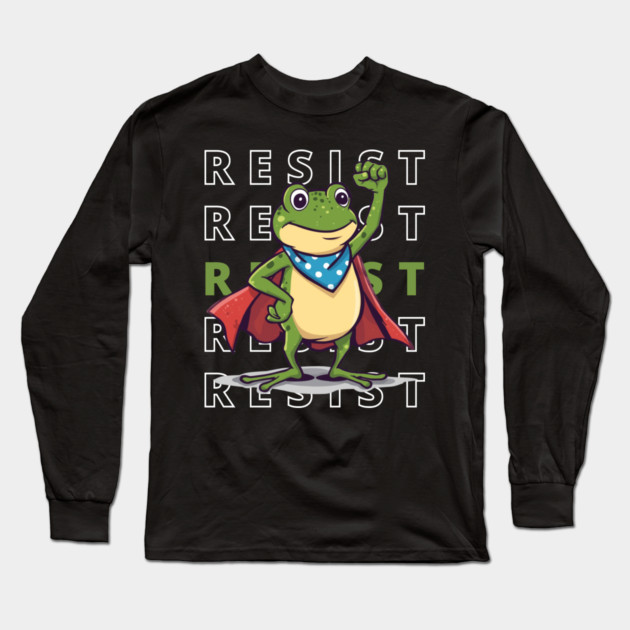 Resist-Frog Long Sleeve T-Shirt by Creatifly Graphic Tees