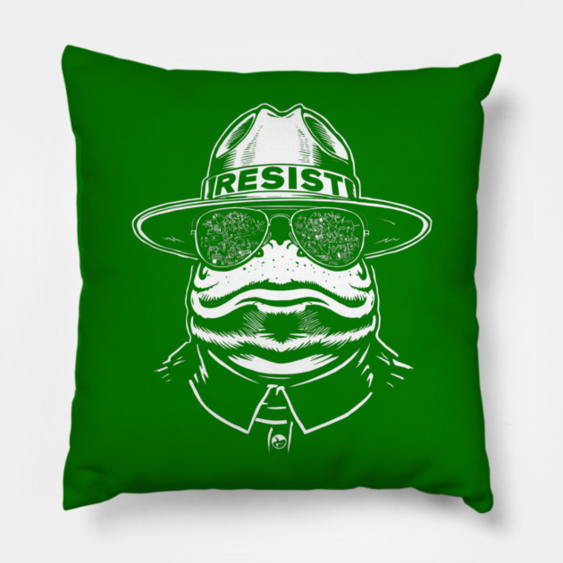 Resist-Frog Pillow by Creatifly Graphic Tees