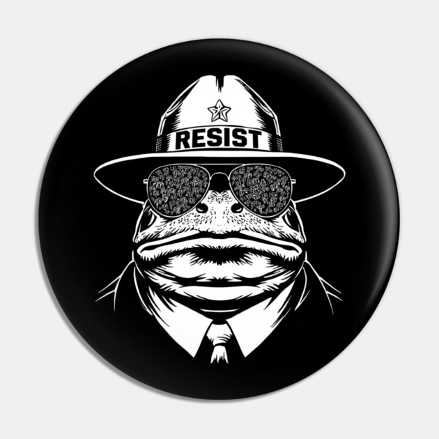 Resist-Frog Pin by Creatifly Graphic Tees