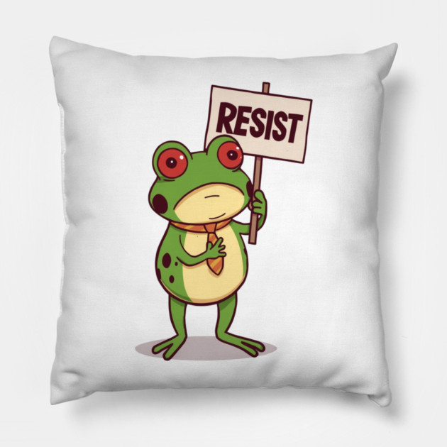 Resist-Frog Pillow by Creatifly Graphic Tees