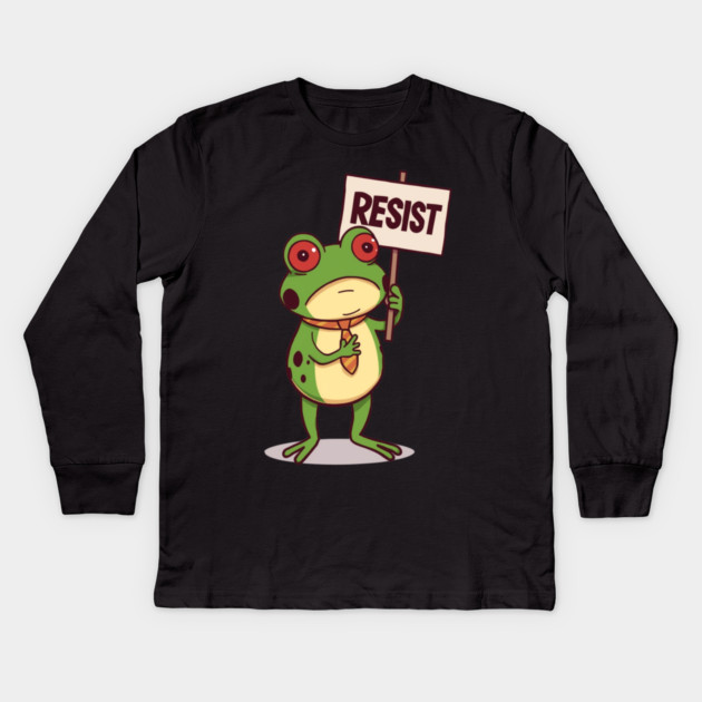 Resist-Frog Kids Long Sleeve T-Shirt by Creatifly Graphic Tees