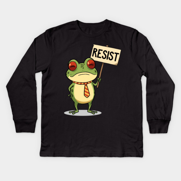 Resist-Frog Kids Long Sleeve T-Shirt by Creatifly Graphic Tees