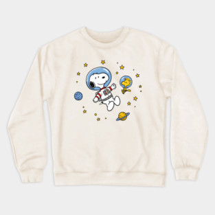 Astronaut Snoopy and Woodstock Floating in Space Crewneck Sweatshirt