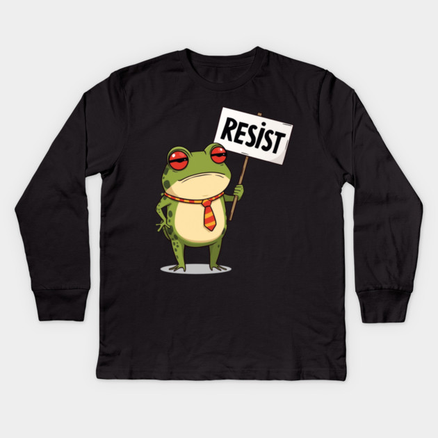 Resist-Frog Kids Long Sleeve T-Shirt by Creatifly Graphic Tees