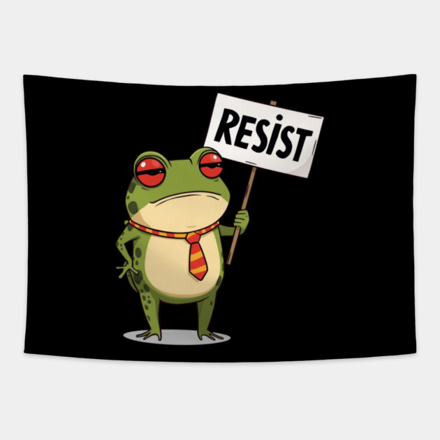 Resist-Frog Tapestry by Creatifly Graphic Tees