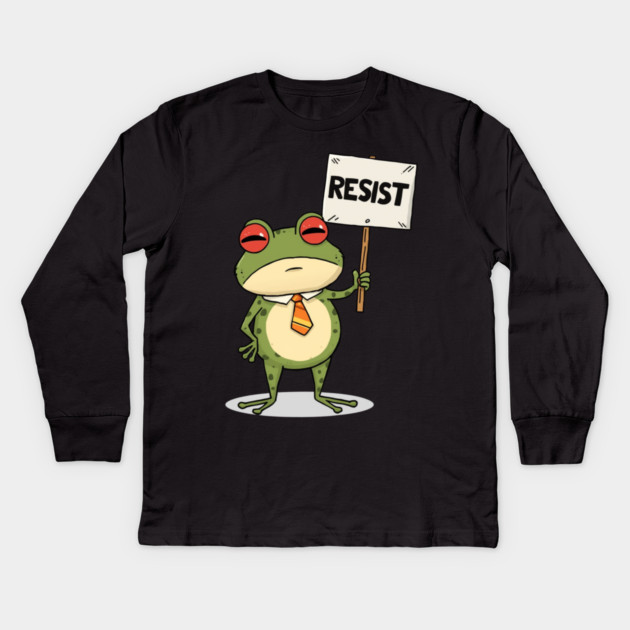 Resist-Frog Kids Long Sleeve T-Shirt by Creatifly Graphic Tees