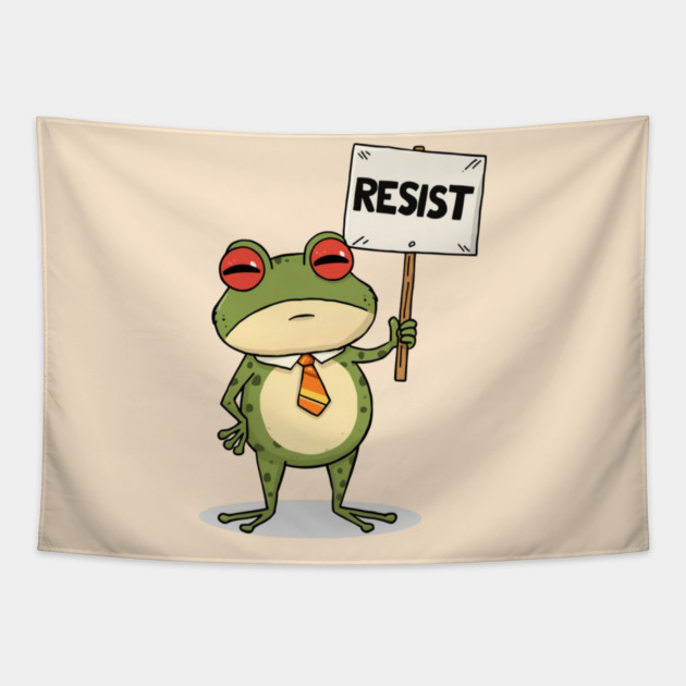 Resist-Frog Tapestry by Creatifly Graphic Tees
