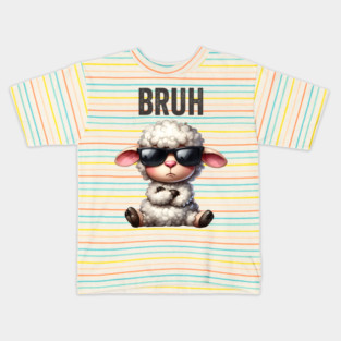 Cute Lamb Serving Big Bruh Energy fun design Kids T-Shirt