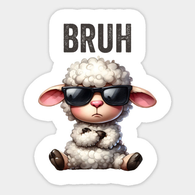 Cute Lamb Serving Big Bruh Energy fun design Magnet by Luxinda