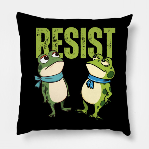 Resist-Frog Pillow by Creatifly Graphic Tees