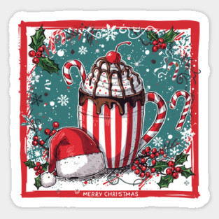 Warm Cocoa Wishes – Festive Holiday Cheer Sticker