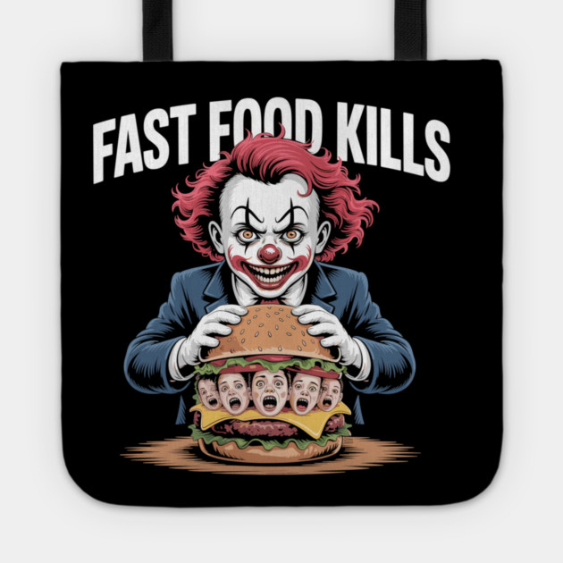 Fast Food Kills – Killer Clown Burger Tote by Cosmo Gazoo