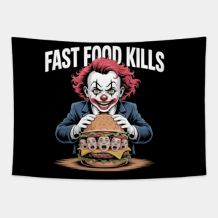 Fast Food Kills – Killer Clown Burger Tapestry