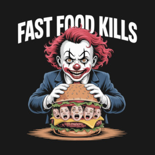 Fast Food Kills – Killer Clown Burger T-Shirt
