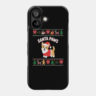 Ugly Christmas Sweater Santa Paws Corgi Dog Holiday Phone Case