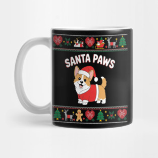 Ugly Christmas Sweater Santa Paws Corgi Dog Holiday Mug