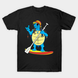 Cute Paddling Tortoise Funny Paddleboard Standup Paddling Turtle T-Shirt