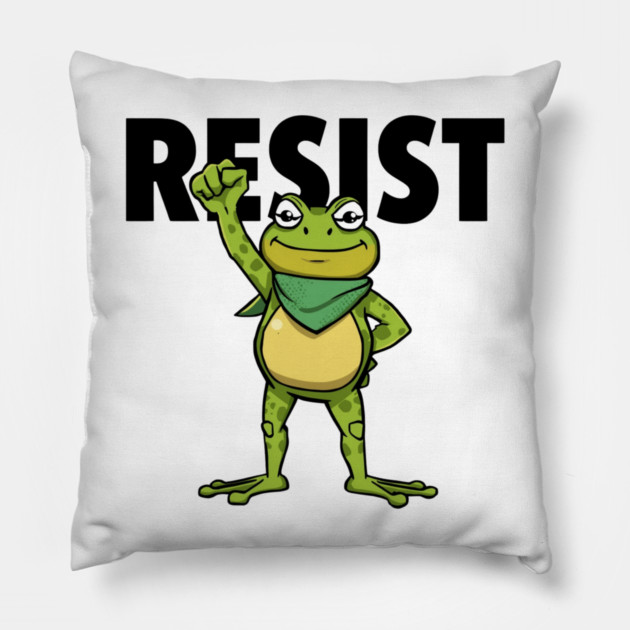 Resist-Frog Pillow by Creatifly Graphic Tees