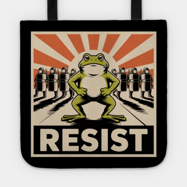 Resist-Frog Tote by Creatifly Graphic Tees