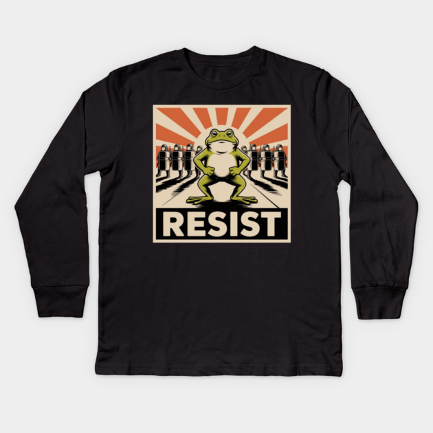 Resist-Frog Kids Long Sleeve T-Shirt by Creatifly Graphic Tees