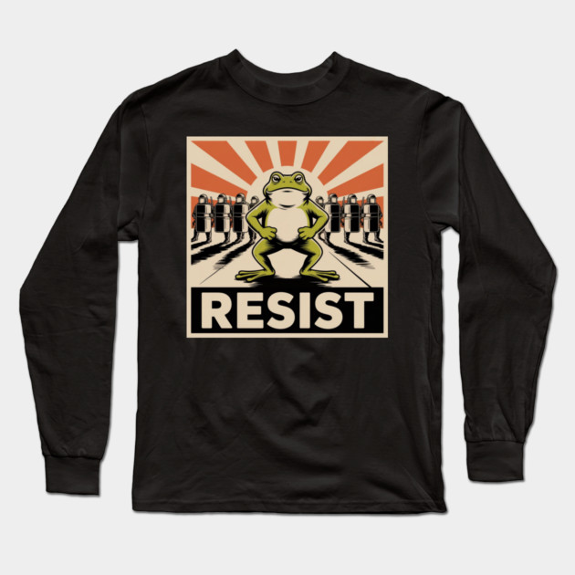 Resist-Frog Long Sleeve T-Shirt by Creatifly Graphic Tees
