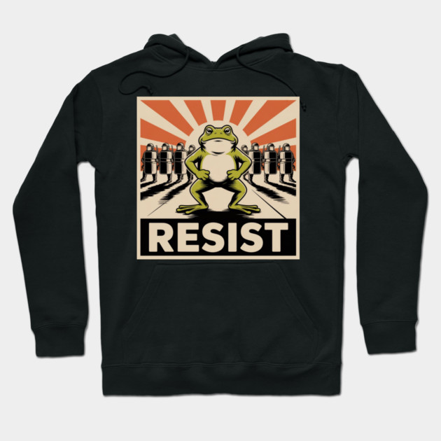 Resist-Frog Hoodie by Creatifly Graphic Tees