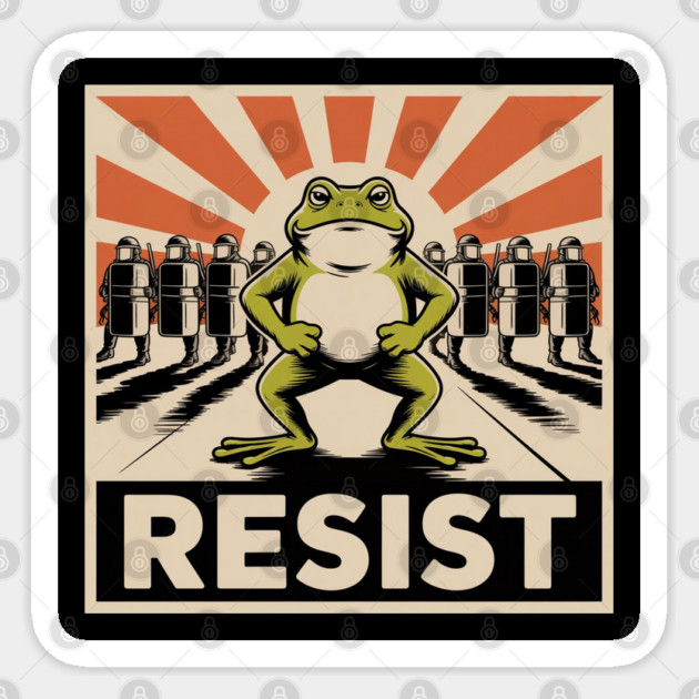 Resist-Frog Sticker by Creatifly Graphic Tees