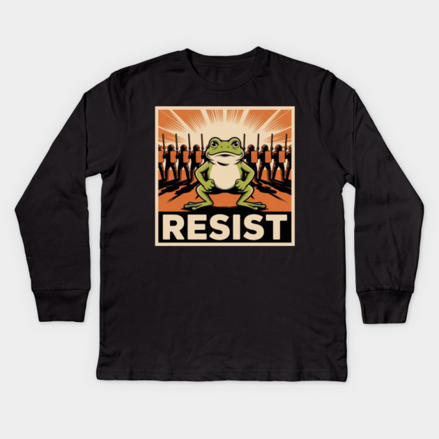 Resist-Frog Kids Long Sleeve T-Shirt by Creatifly Graphic Tees