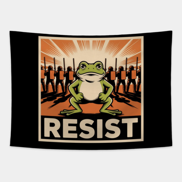 Resist-Frog Tapestry by Creatifly Graphic Tees
