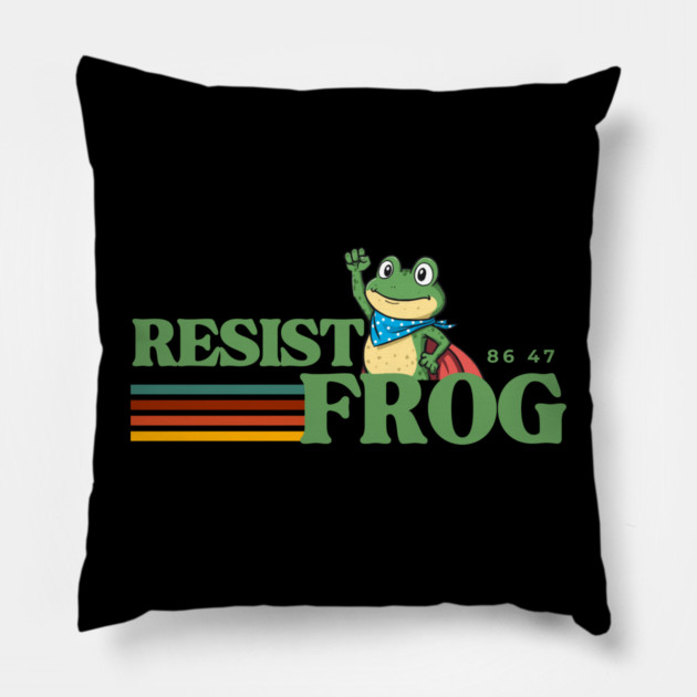 Resist-Frog Pillow by Creatifly Graphic Tees