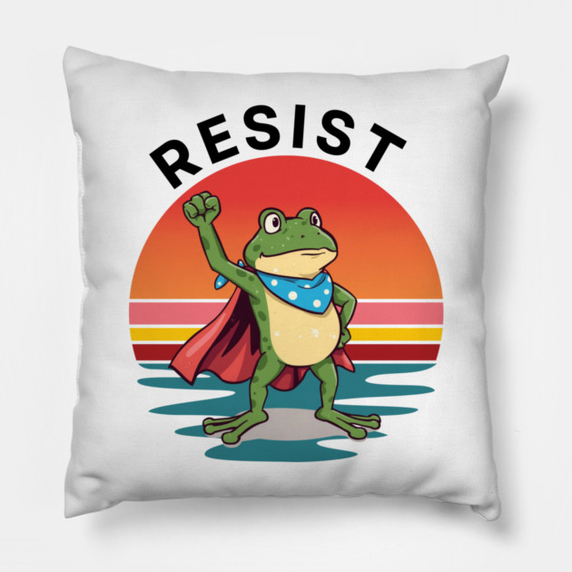 Resist-Frog Pillow by Creatifly Graphic Tees