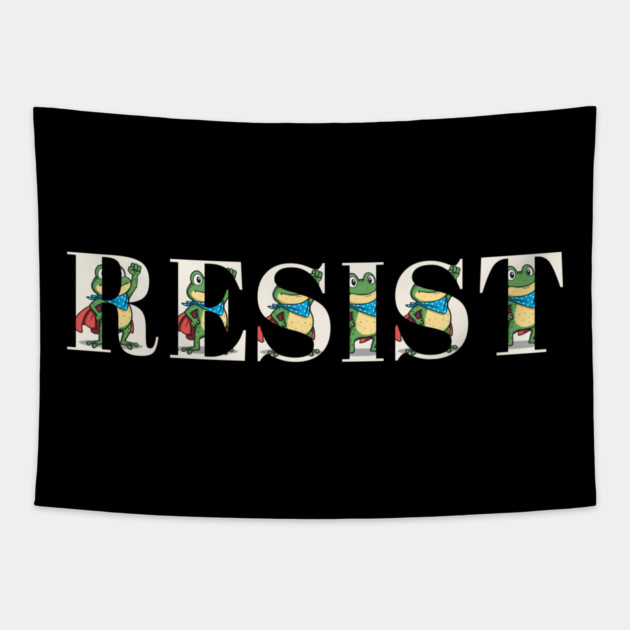 Resist-Frog Tapestry by Creatifly Graphic Tees