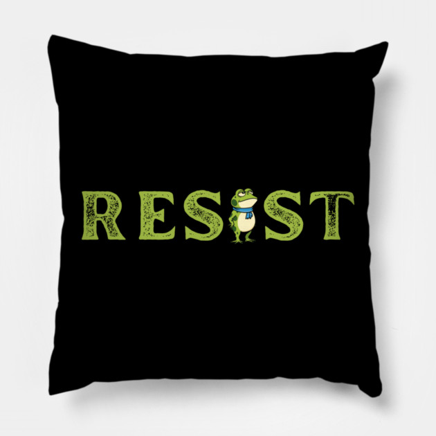 Resist-Frog Pillow by Creatifly Graphic Tees