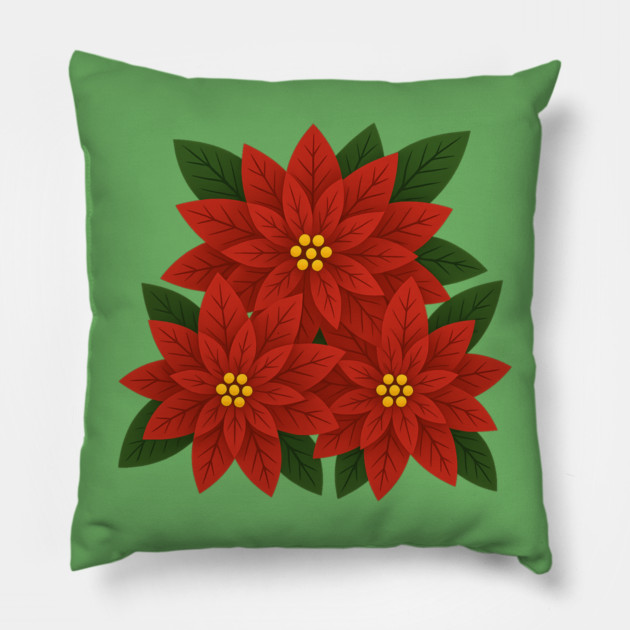 Poinsettia Bouquet – Festive Christmas Floral Pillow by DonWillisJrArt