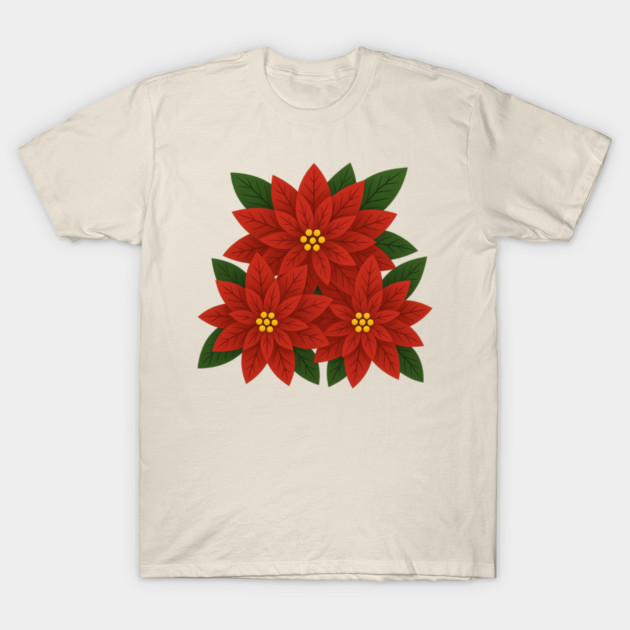 Poinsettia Bouquet – Festive Christmas Floral T-Shirt by DonWillisJrArt