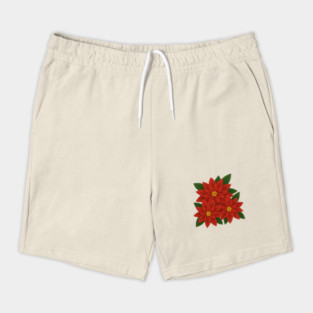 Poinsettia Bouquet – Festive Christmas Floral Shorts