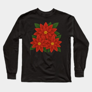 Poinsettia Bouquet – Festive Christmas Floral Long Sleeve T-Shirt