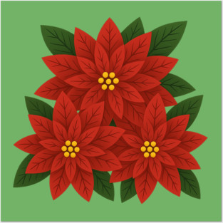 Poinsettia Bouquet – Festive Christmas Floral Posters and Art